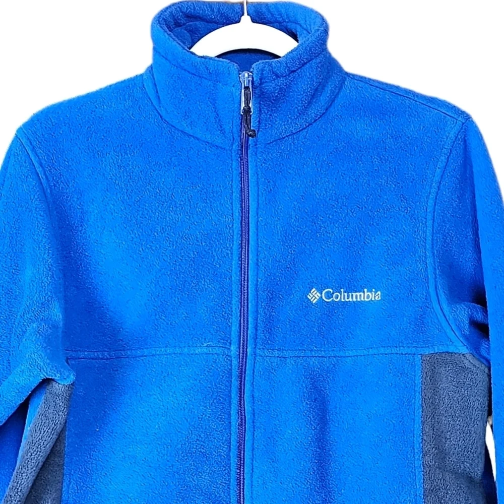 COLUMBIA Men's Full Zip Long Sleeve Fleece Blue & Black Jacket Size S - Picture 3 of 12